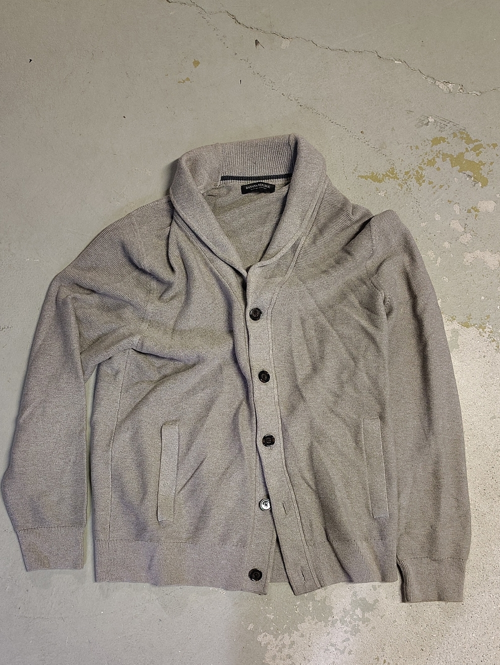 Banana Republic Light Gray Shawl-Collar Button Cardigan